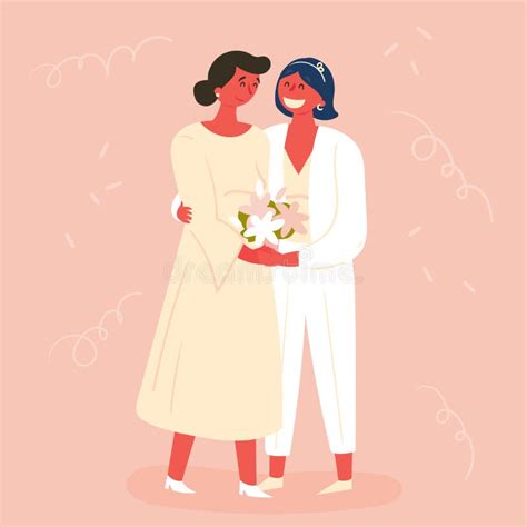 Noivas Lésbicas No Vestido E No Terno Que Casam se Ilustração do Vetor Ilustração de lesbian