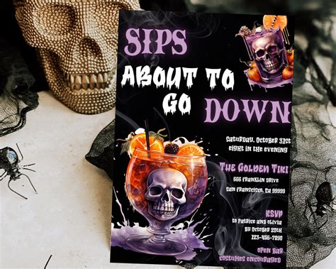 Editable Adult Halloween Party Invitation Halloween Costume And Cocktails Party Invitation