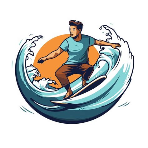 El Surfista Viaja En La Ola Ilustraci N Vectorial De Un Surfista En Una