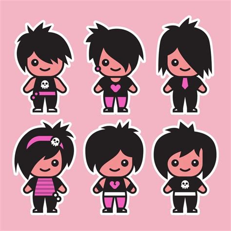 Premium Vector Hand Drawn Emo Illustration Set