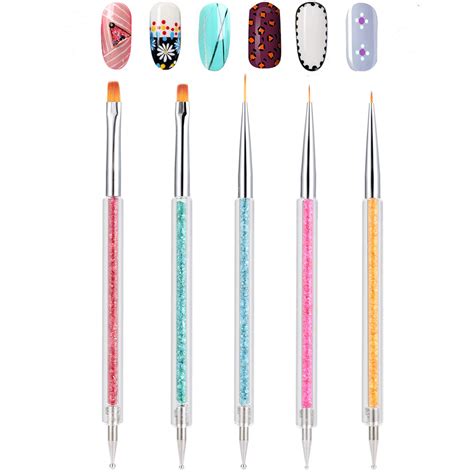 Amazon TEOYALL Double Ended Nail Art Brushes 5 PCS Nail Design