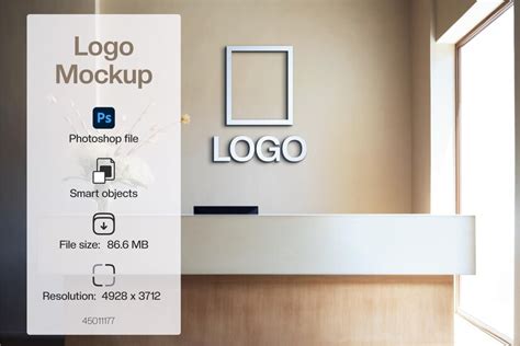 Mockup logo mockup logo sign mockup reception logo mockup office wall ...