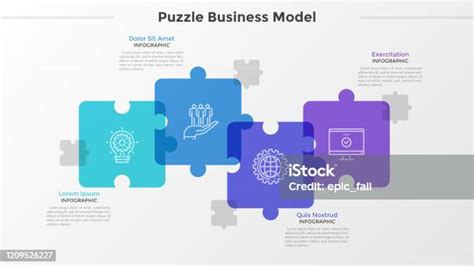 최신 인포그래픽 템플릿 지그소 퍼즐에 대한 스톡 벡터 아트 및 기타 이미지 지그소 퍼즐 인포그래픽 4가지 개체 Istock
