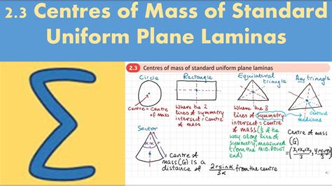 2 3 Centres Of Mass Of Standard Uniform Plane Laminas Further