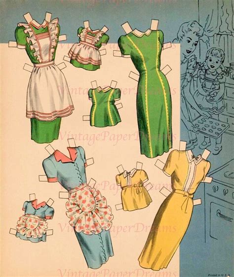 Vintage Paper Doll Printable Pdf Mother Daughter Paper Dolls Etsy In