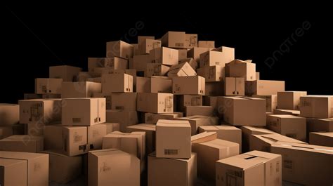 Stacks Of Cardboard Boxes With White Labels In D Render Background