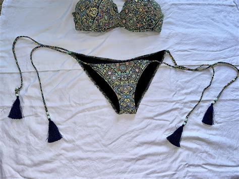 Victorias Secret Mosaic Garden Bikini Set 34D Top Sm Gem