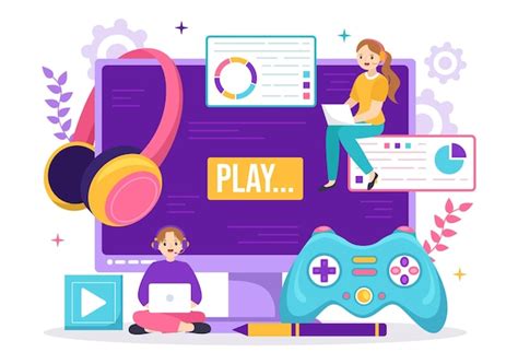 Premium Vector Video Game Development Vector Illustration With Games