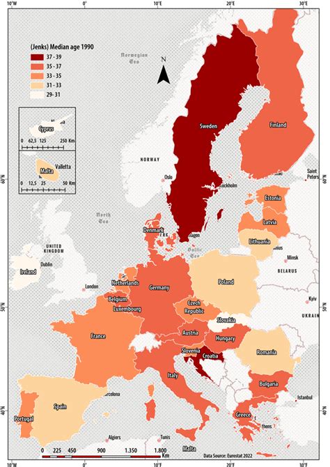 (a). Evolution of median age (years) at EU level Source: Own processing ...