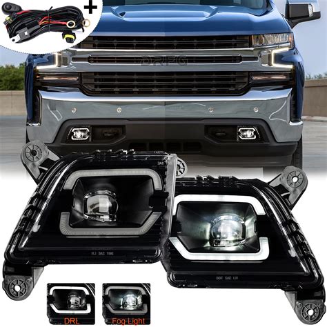 Drfg Led Fog Light With Drl Compatible For Chevy Silverado 2019 2020 2021 2022