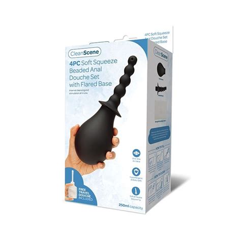 Cleanscene 4 Pc Soft Squeeze Beaded Anal Douche Set W Flared Base