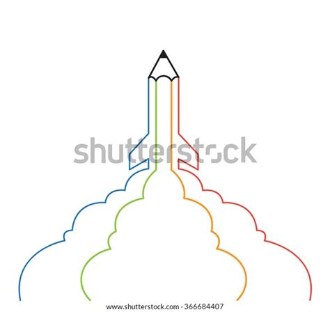 Art Launch Pencil Rocket Sky Space Stock Vector (Royalty Free) 366684407