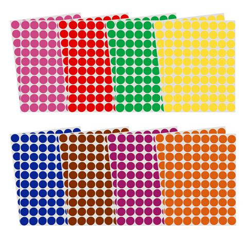 Colored Dot Stickers 12 Inch Round Labels Circle Sticker In 8 Colors