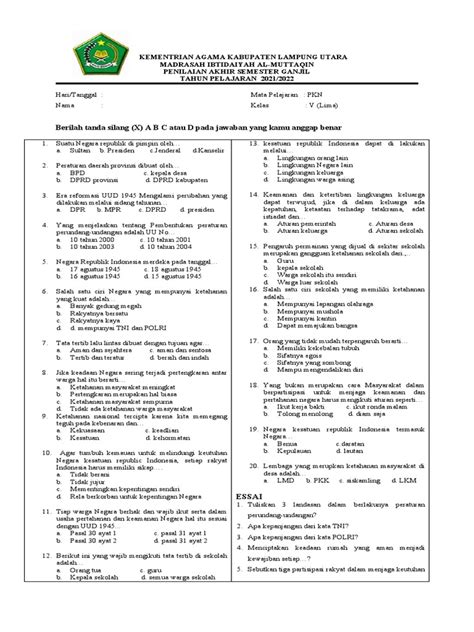 Soal Pkn Kelas 5 Pas Bu Nihay Pdf