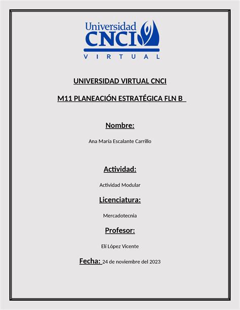 Universidad Virtual Planeación Estrategica Actividad modular