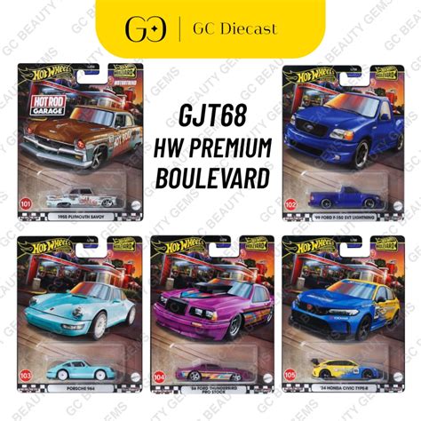 READY STOCK Hot Wheels Premium Boulevard Set Honda Civic Type R Ford Thunderbird Porsche 964