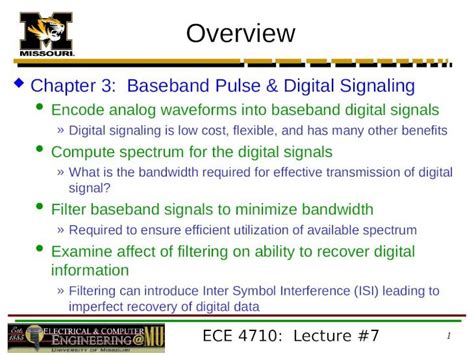 Ppt Ece 4710 Lecture 7 1 Overview Chapter 3 Baseband Pulse