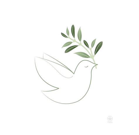 Peace Dove With Olive Branch 85 X 11 Inches Etsy