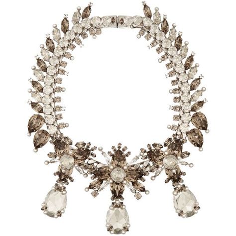 Givenchy Palladium Tone Crystal And Faux Pearl Necklace Faux Pearl