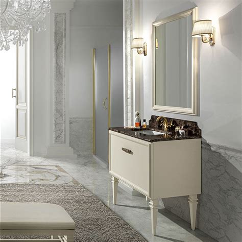 Mobile Lavabo Da Appoggio Elegant Finitura Laccato Avorio Fenice