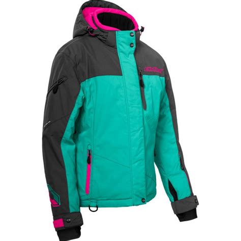 Castle X Powder Womens Snowmobile Jacket Mintcharcoalpink Glo