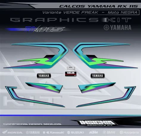 Calcos Yamaha Rx Verde Freak Moto Negra Insignia