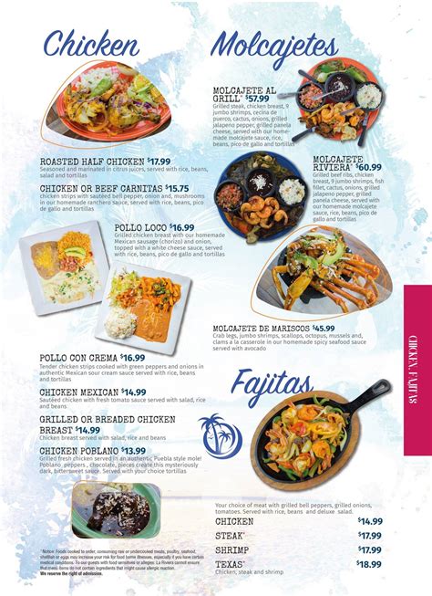 Menu At La Riviera Marisqueria Restaurant Charlotte Albemarle Rd
