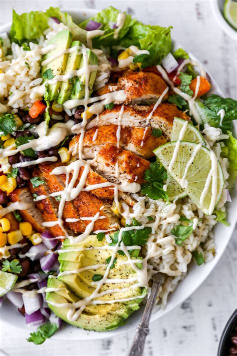 Healthy Fajita Chicken Burrito Bowls Kim S Cravings