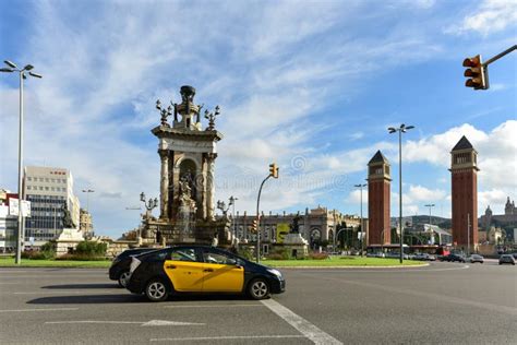 Placa De Espanya Barcelona Spain Editorial Image Image Of Blue