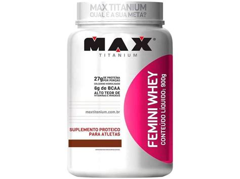 Whey Protein Concentrado Max Titanium Femini 900g Morango Whey Protein Concentrado