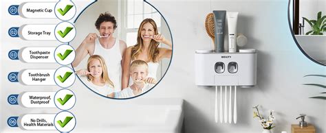 Wekity Toothbrush Holder Wall Mounted Multifunctional Automatic