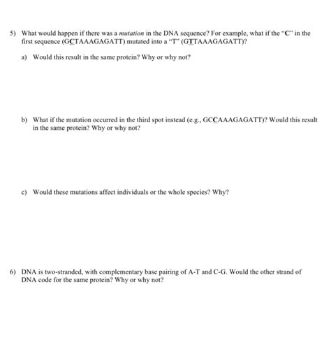 Solved Protein Synthesis Additional Questions Background DNA | Chegg.com 