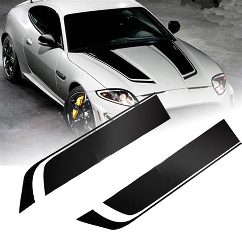 Pcs Cm Black Racing Sports Stripe Sticker Universal Car Hood Bonnet