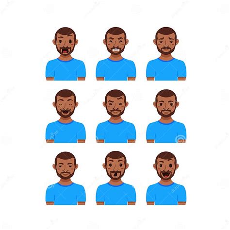 American African Men Facial Expression Stock Vector Illustration Of