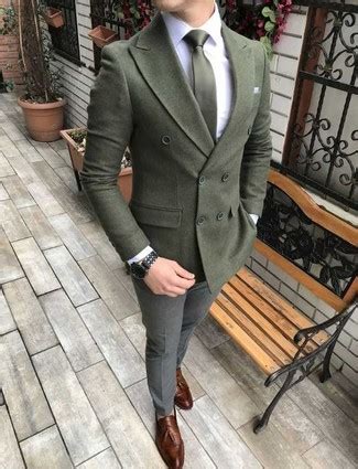 Green Suit Jacket Outfit Double Breasted Blazer With Turtleneck