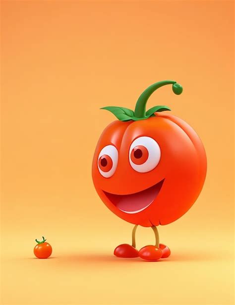 Premium Ai Image Cute Tomato 3d Cartoon Character Generated By Ai