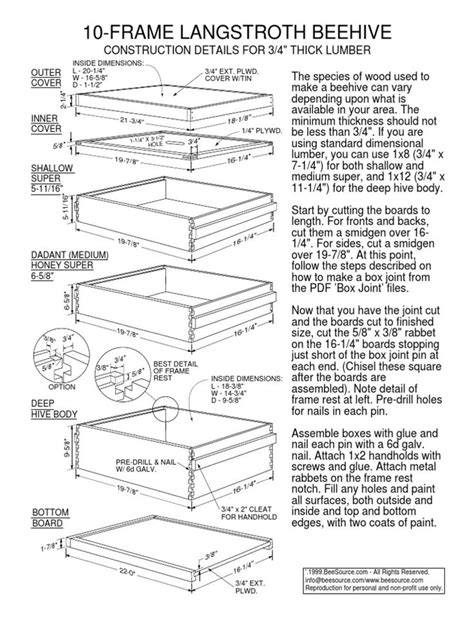 10 Frame Langstroth Beehive Bee Hive Bee Hive Plans Bee Keeping