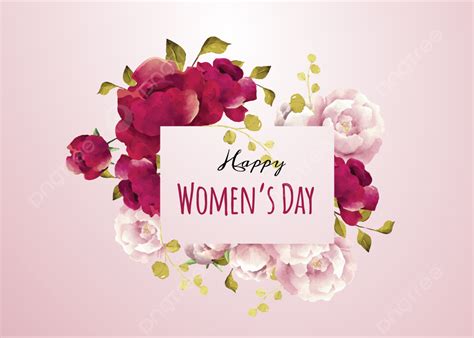 Womens Day Card In Flower Frame Background Womens Day Red Flower