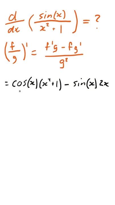 Deriving Using The Quotient Rule Derivatives Exam Youtube