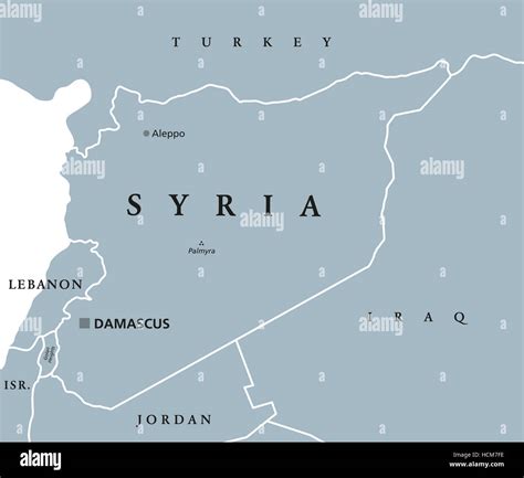 Syria Political Map With Capital Damascus National Borders And