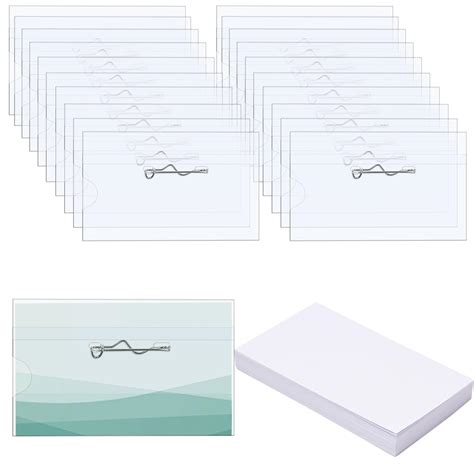 Anjmd 50 Pieces Pin Style Name Badge Holders Name Tags with Pins Clear ...