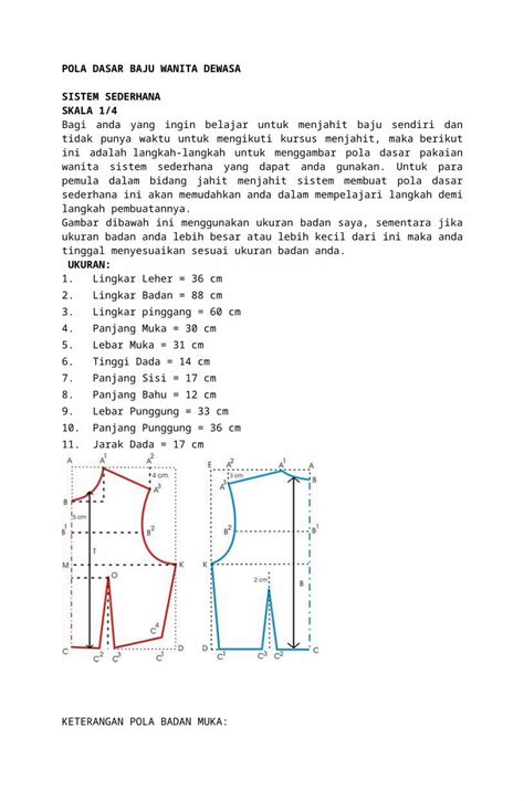 Docx Pola Dasar Baju Wanita Dewasa Dokumen Tips