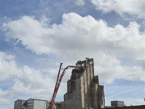 Process of Ruining the Building's Facade in the Industrial Area
