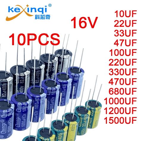 10pcs 16v Dip Aluminum Electrolytic Capacitor 10uf 22uf 33uf 47uf 100uf 220uf 330uf 470uf 680uf