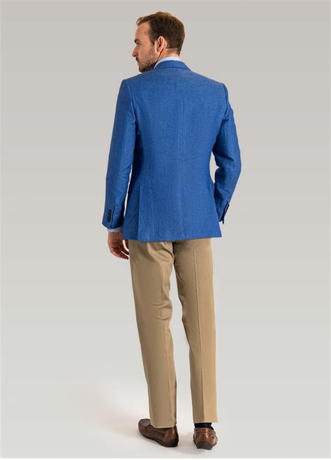 Deep Blue Plain Linen Jacket Roderick Charles