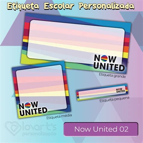 NOW UNITED 02 Kit De Etiqueta Escolar Personalizada Cartela De