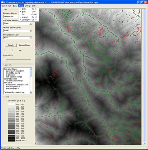 The Graphical User Interface The Raster Is The Usgs Dem Of Cedar