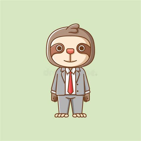 Adorable Perezoso Empresario Traje Oficinista Caricatura Personaje