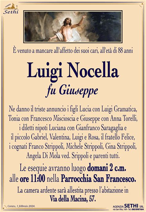 Luigi Nocella Fu Giuseppe Corato Necrologi Web