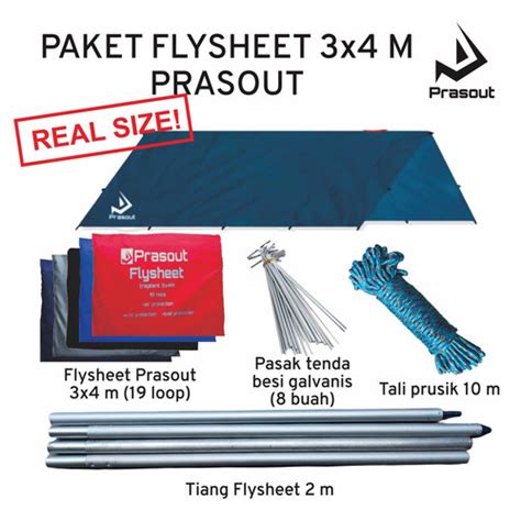 Jual Paket Lengkap Flysheet 3X4 Tiang Dan Pasak Tenda 1 Tiang Kota